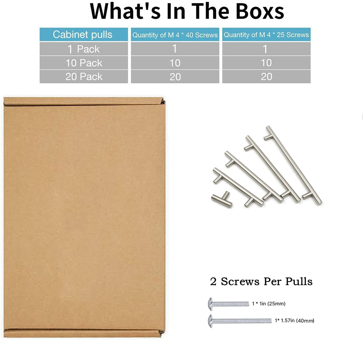 Brushed Nickel Cabinet Pulls Kitchen Drawer Pulls - T Bar Handles - Hole Centers(Knob,2.5",3",3.5,3.75,4",4.5,5",6.25",7.5",8",8.8,10")