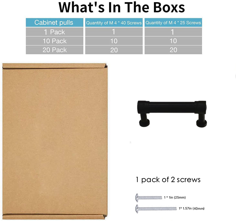 3.25 Inch Center to Center Matte Black Cabinet Pulls Kitchen Cabinet Handles