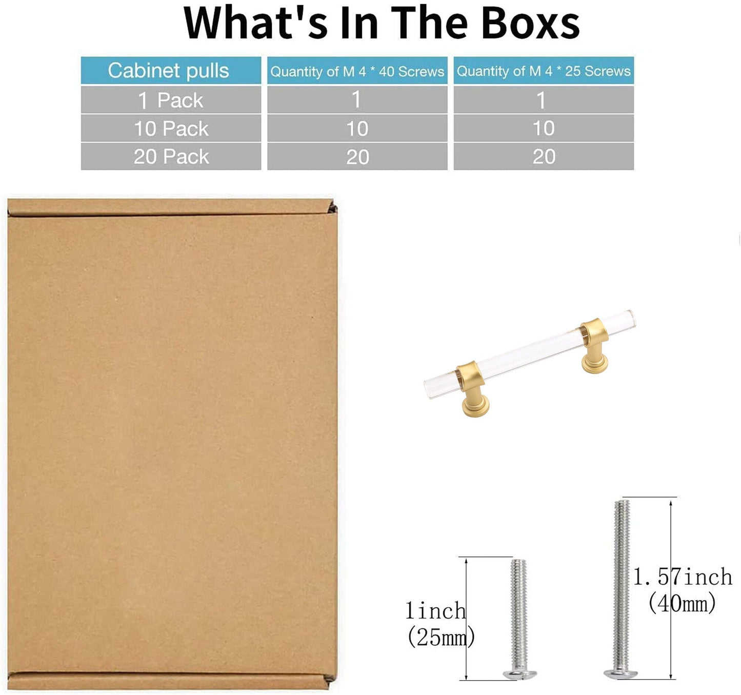 Brushed Brass Cabinet Pulls Dresser Drawer Pulls - Acrylic Round Bar Series - Hole Centers(3 Inch,76mm)