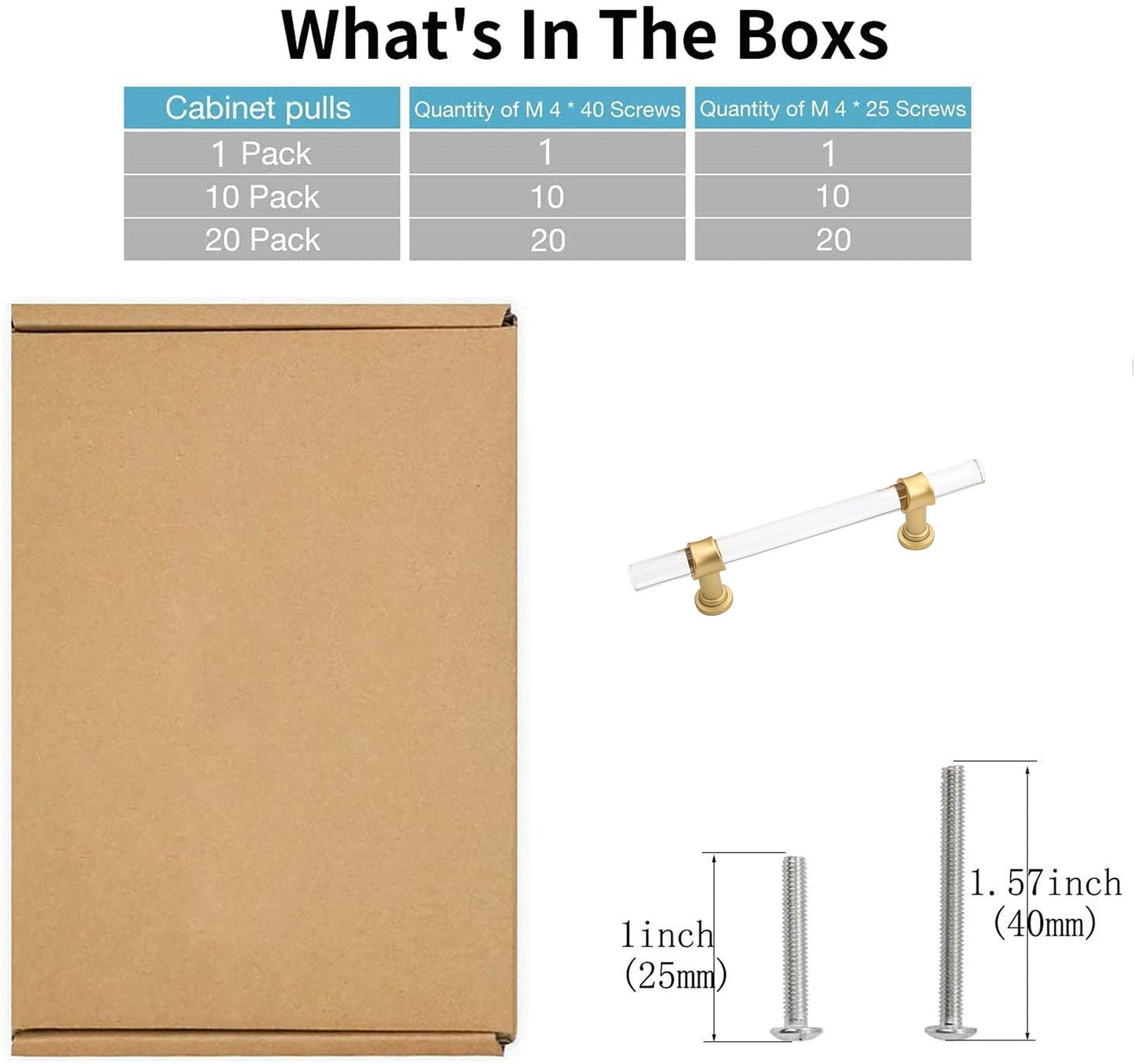 Acrylic Gold Drawer Pulls Cabinet Pulls - Acrylic Round Bar Series - Hole Centers(5 Inch,128mm)