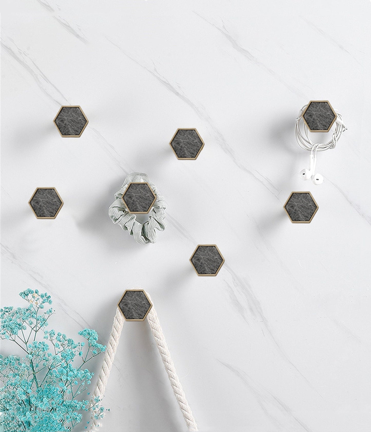 Brushed Brass Decorative Cabinet Hexagon Knobs,1.18"(30mm) Hexagon Solid Cabinet Knobs for Home,Kitchen,Bathroom,Office and More