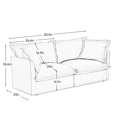 Modern Slipcovered 2-Seat Sofa Couches for Living Room, 2 Seater Sofa, Plain Chenille Deep Seat Sofawith Upholstered Cushion&Detachable Cover (Chenille Fabric，Green)