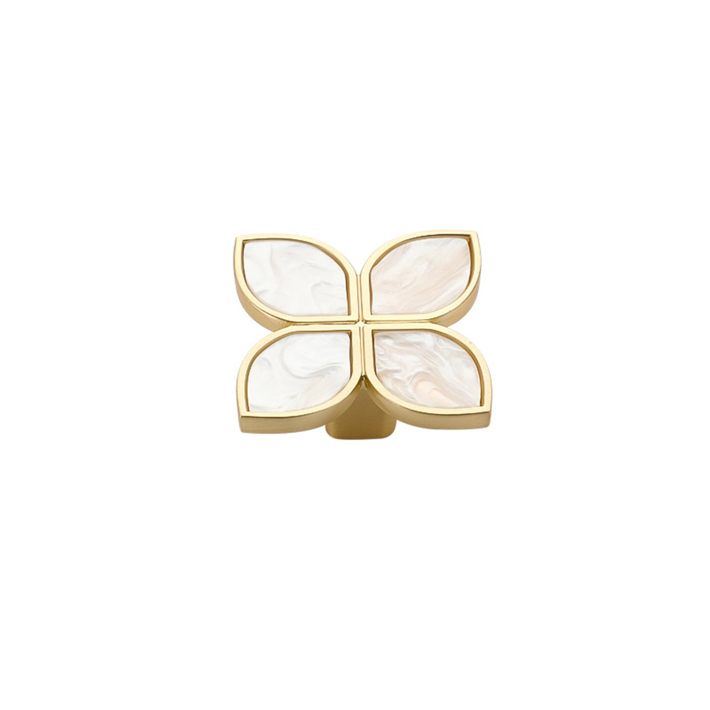 Petal Cabinet Knobs，Gold Dresser Drawers Knobs，Four Leaf Clover Decorative Knobs For Furniture Cupboard Hardware (Snowflake White，Large)