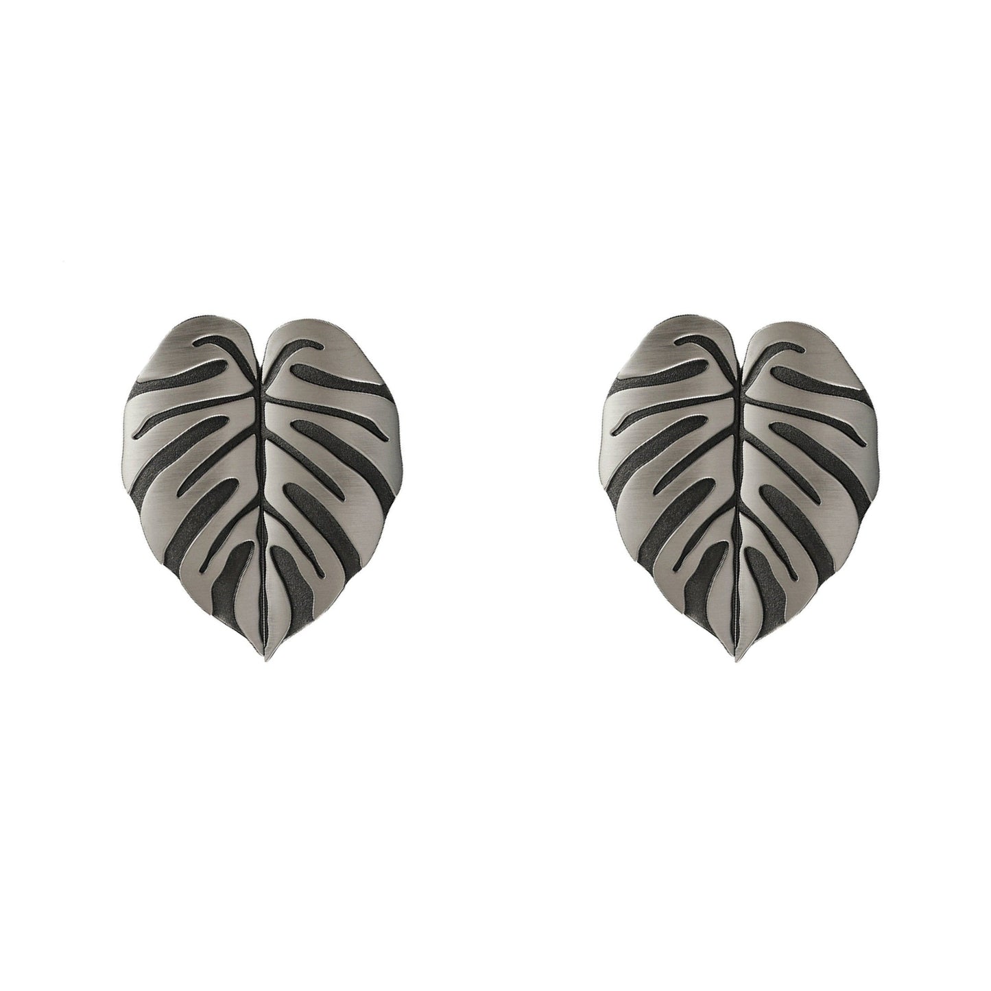 2 Pairs Creative Leaf Shape Handle Knob with Mounting Screws for Kitchen Cupboard Cabinet Wardrobe Drawer Door (Silver Ancient, 64mm)
