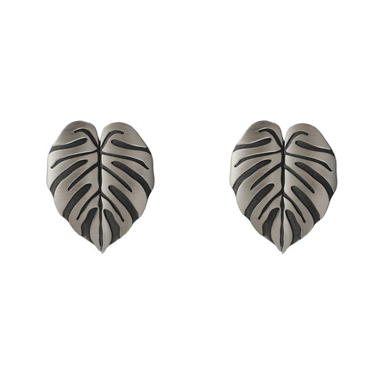2 Pairs Creative Leaf Shape Handle Knob with Mounting Screws for Kitchen Cupboard Cabinet Wardrobe Drawer Door (Silver Ancient, 64mm)