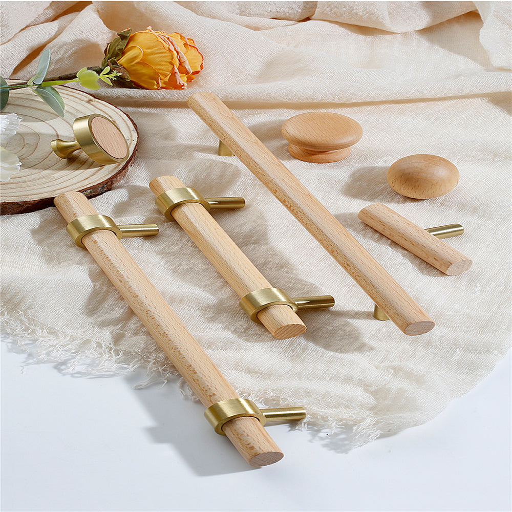 Wood Drawer Pulls，3.75"(96mm) Hole Center Drawer Pulls，Wooden Handles for Dresser Drawers，Kitchen，Wardrobe