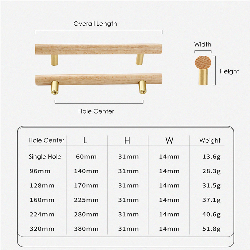 Wood Drawer Pulls，3.75"(96mm) Hole Center Drawer Pulls，Wooden Handles for Dresser Drawers，Kitchen，Wardrobe