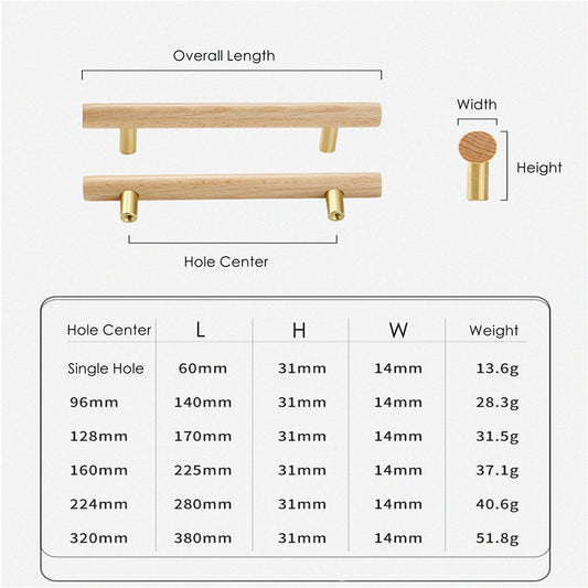 Wood Drawer Pulls，3.75"(96mm) Hole Center Drawer Pulls，Wooden Handles for Dresser Drawers，Kitchen，Wardrobe