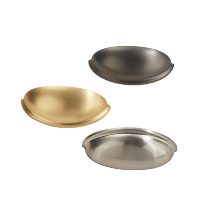 Brushed Brass Cabinet Hardware Bin Cup Drawer Handle Pulls - 3" Inch (76mm) Hole Centers
