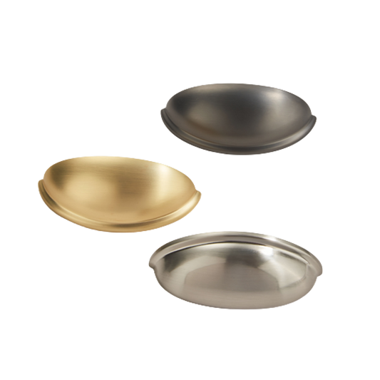 Brushed Brass Cabinet Hardware Bin Cup Drawer Handle Pulls - 3" Inch (76mm) Hole Centers