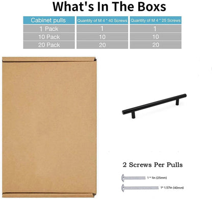 6"(152mm) Center To Center Matte Black Cabinet Pulls (8-1/2" Length，Black)