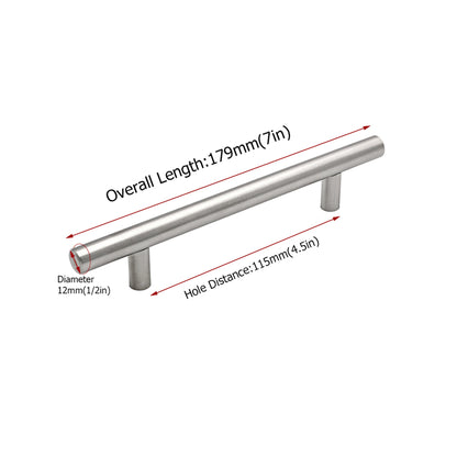 4.5" C-C (4 1/2 inch Centers ) Cabinet Handles Pulls for Kitchen Stainless Steel Brushed Nickel Drawer Pulls (7" Length，4.5" Hole Center)