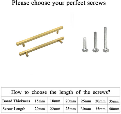 Brushed Brass Stainless Steel Kitchen Drawer Pulls Cabinet Handles 5" Length (3" Hole Center)