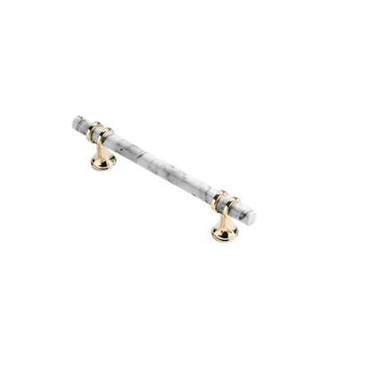 Marble Finish Solid Drawer Pulls，Knobs & Handles，White Marble Pattern Print - Marble Finish Series - Hole Centers(Knob，3.75"，5"，7.5")