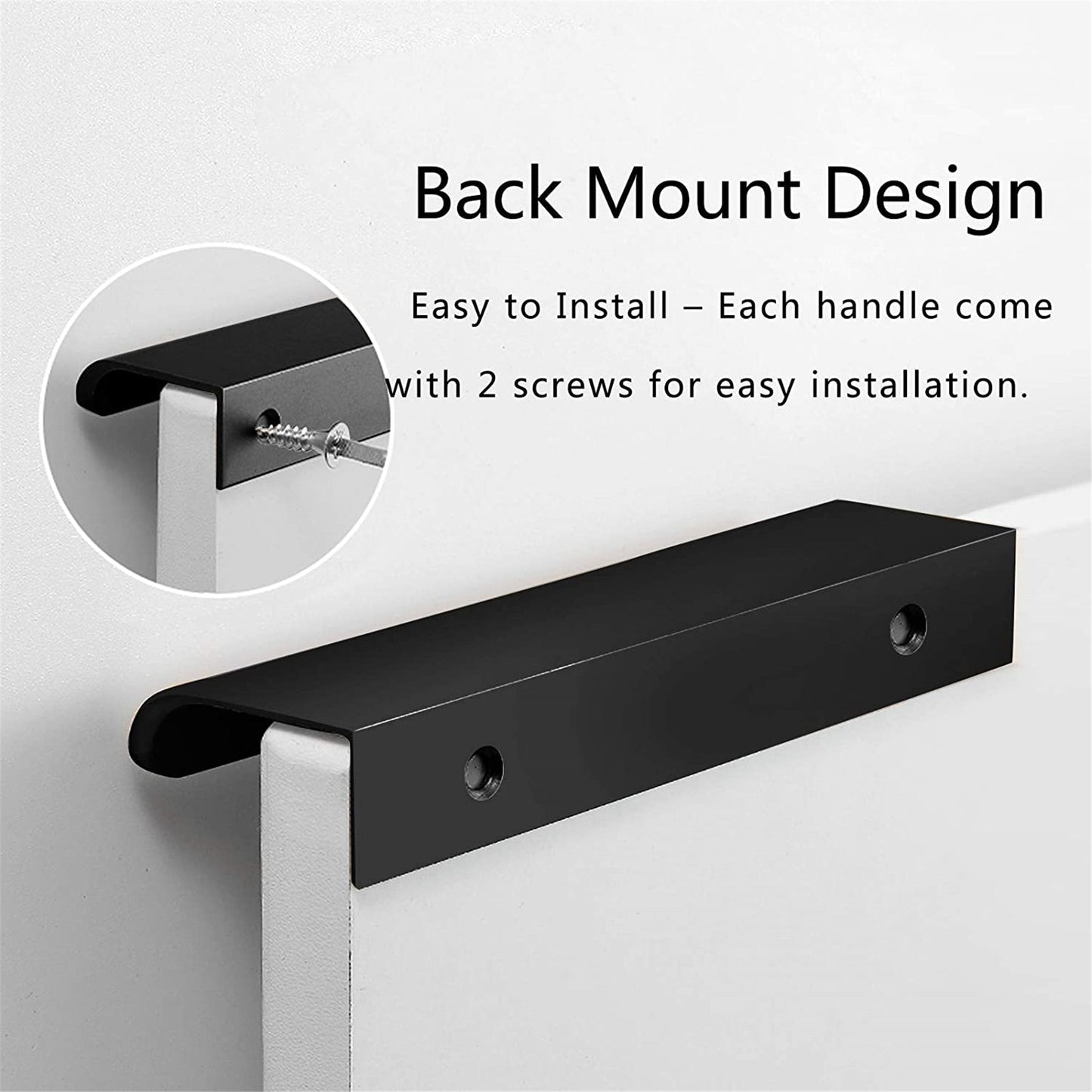 Black Back Mount Finger Edge Pulls，Aluminum Hidden Handle Concealed Tab Pulls for Home Kitchen Living Room Door Drawer Cabinet