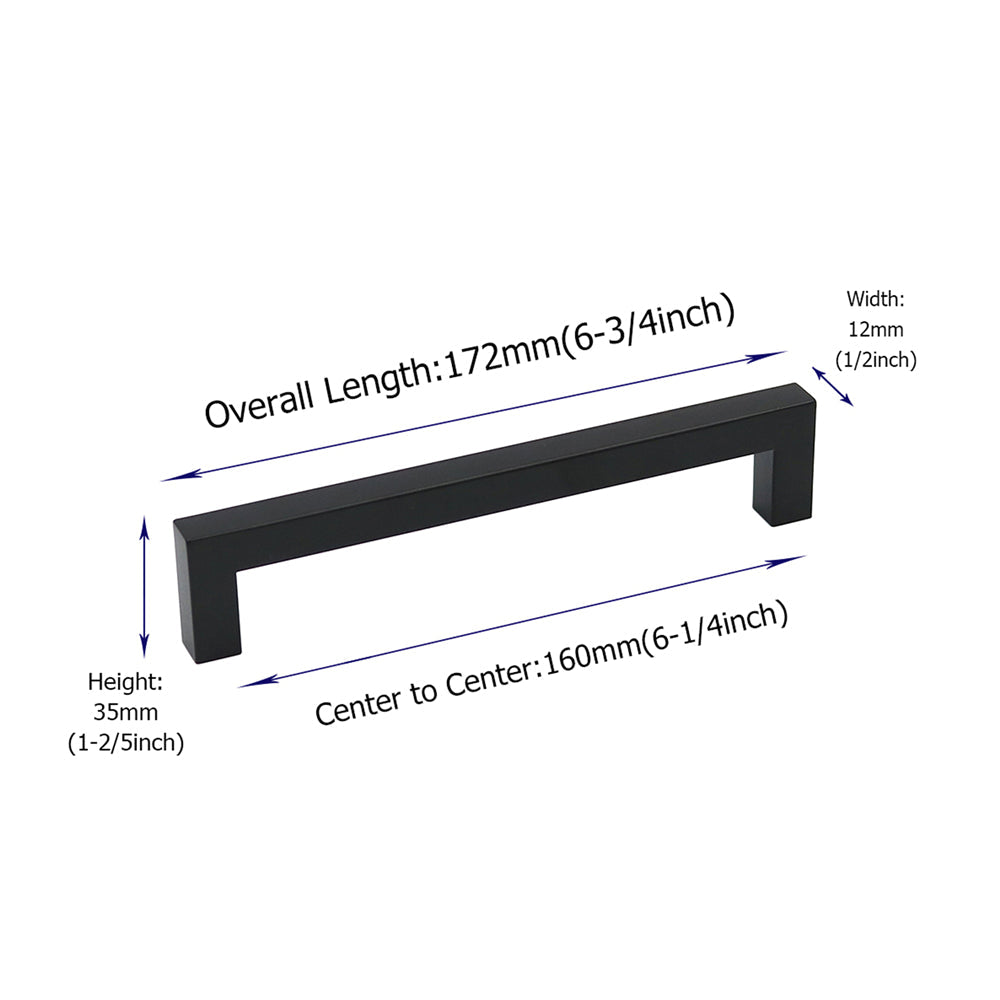 10 Pack 6.25 Inch(160mm) Center to Center Matte Black Kitchen Cabinet Handles