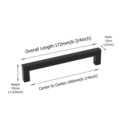 10 Pack 6.25 Inch(160mm) Center to Center Matte Black Kitchen Cabinet Handles