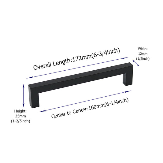 10 Pack 6.25 Inch(160mm) Center to Center Matte Black Kitchen Cabinet Handles