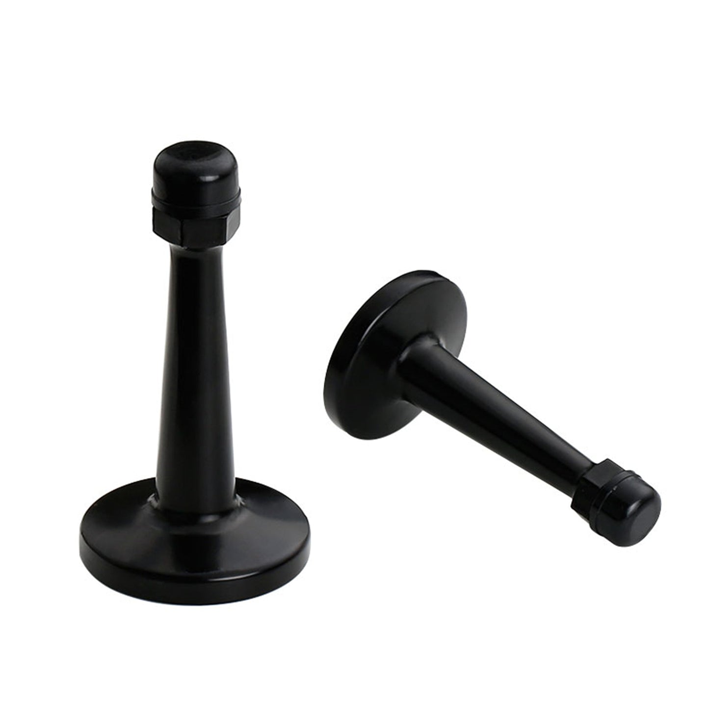 Modern Door Stopper，Heavy Duty Solid Door Stop，Durable Door Stoppers Wall Mounted with Black Soft Rubber Bumper Tips