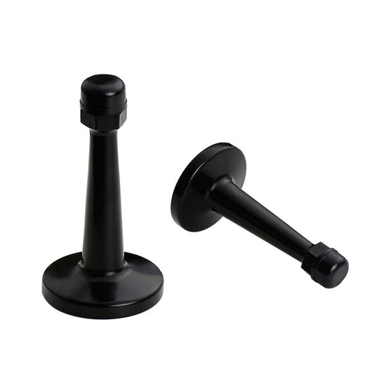 Modern Door Stopper，Heavy Duty Solid Door Stop，Durable Door Stoppers Wall Mounted with Black Soft Rubber Bumper Tips