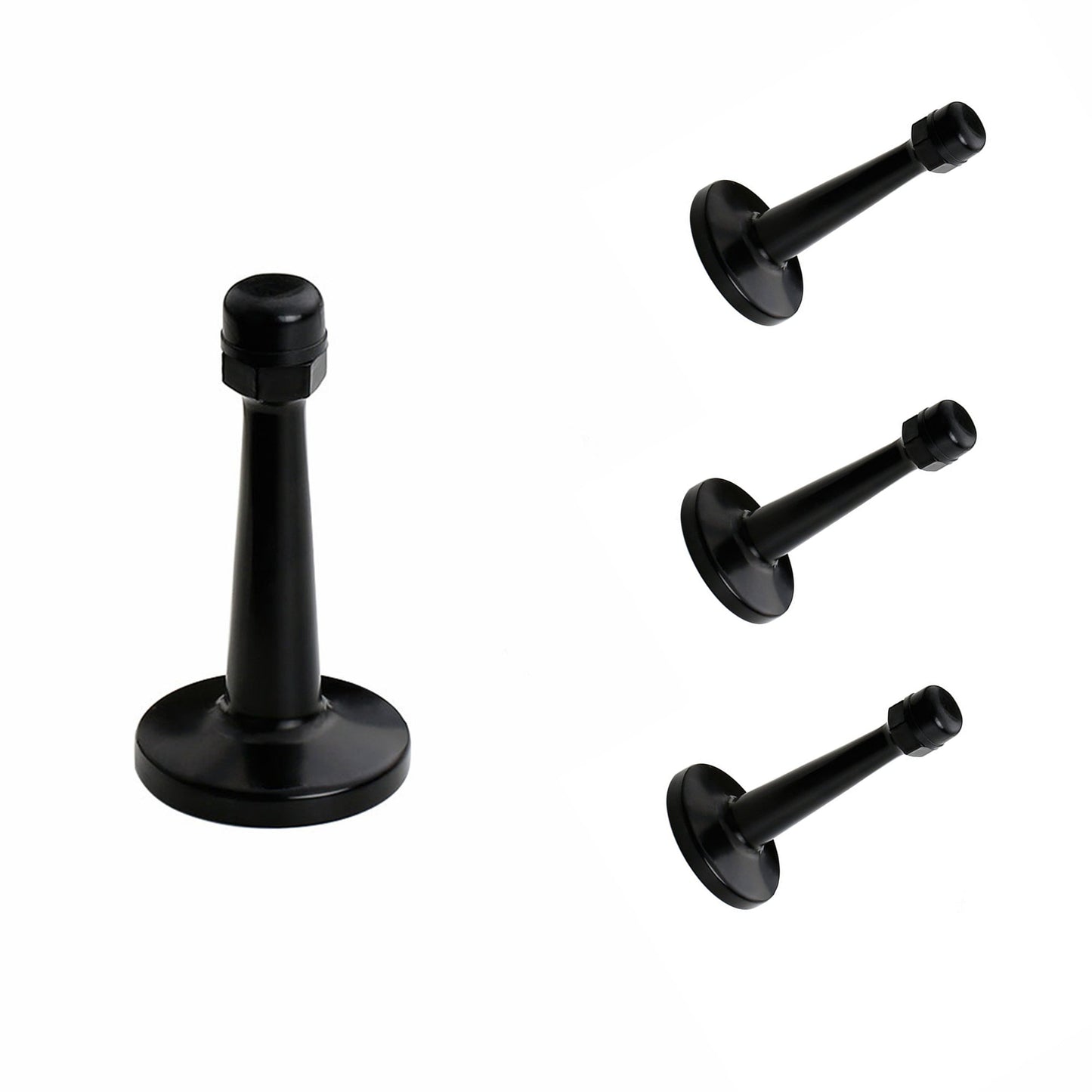 Modern Door Stopper，Heavy Duty Solid Door Stop，Durable Door Stoppers Wall Mounted with Black Soft Rubber Bumper Tips