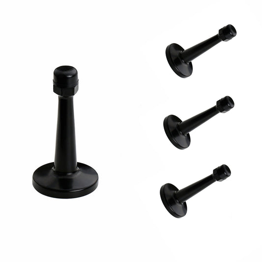 Modern Door Stopper，Heavy Duty Solid Door Stop，Durable Door Stoppers Wall Mounted with Black Soft Rubber Bumper Tips