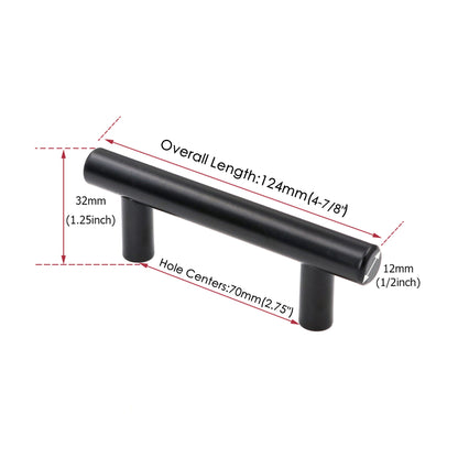 2.75"(70mm) Center to Center Matte Black Stainless Steel Kitchen Cabinet Handles