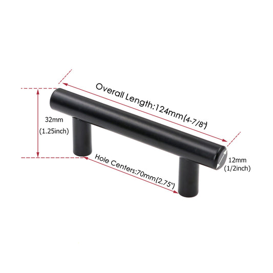 2.75"(70mm) Center to Center Matte Black Stainless Steel Kitchen Cabinet Handles