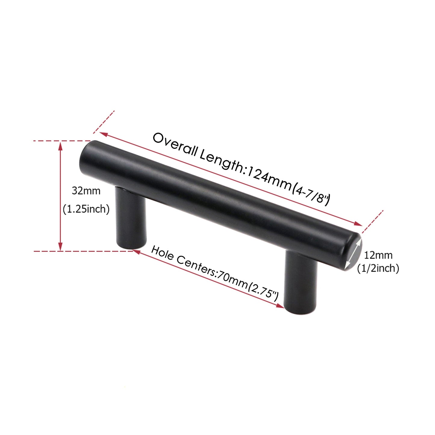 10 Pack 2.75"(70mm) Center to Center Matte Black Stainless Steel Kitchen Drawer Pulls