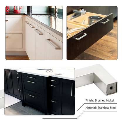 4.25 Inch(Center To Center) Brushed Nickel Square Cabinet Pulls (4.25"，Customized Size)
