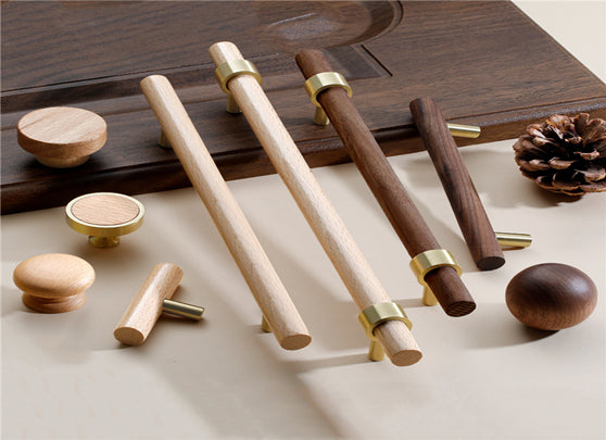 Wood Drawer Pulls，3.75"(96mm) Hole Center Drawer Pulls，Wooden Handles for Dresser Drawers，Kitchen，Wardrobe