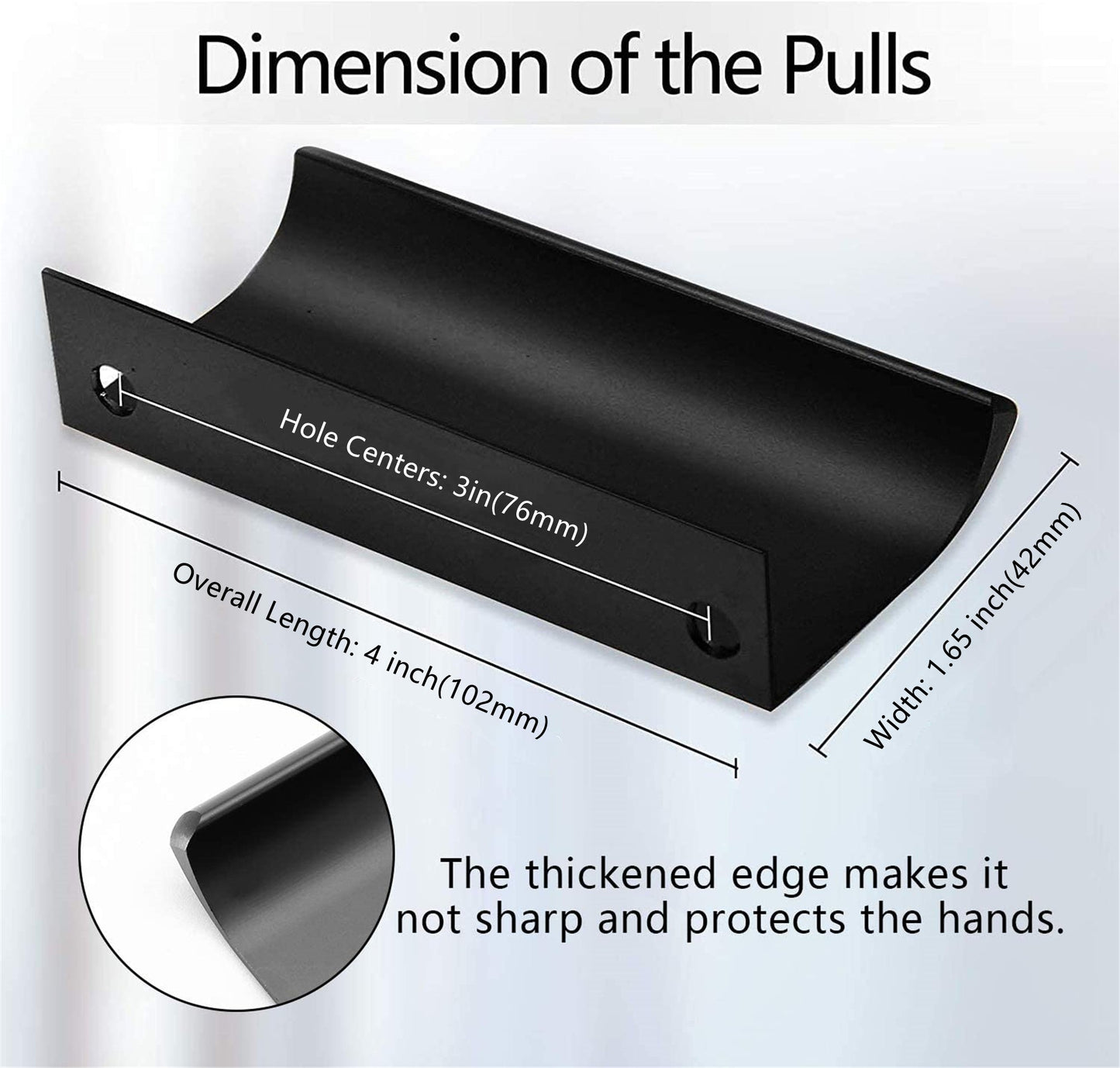 Black Back Mount Finger Edge Pulls，Aluminum Hidden Handle Concealed Tab Pulls for Home Kitchen Living Room Door Drawer Cabinet