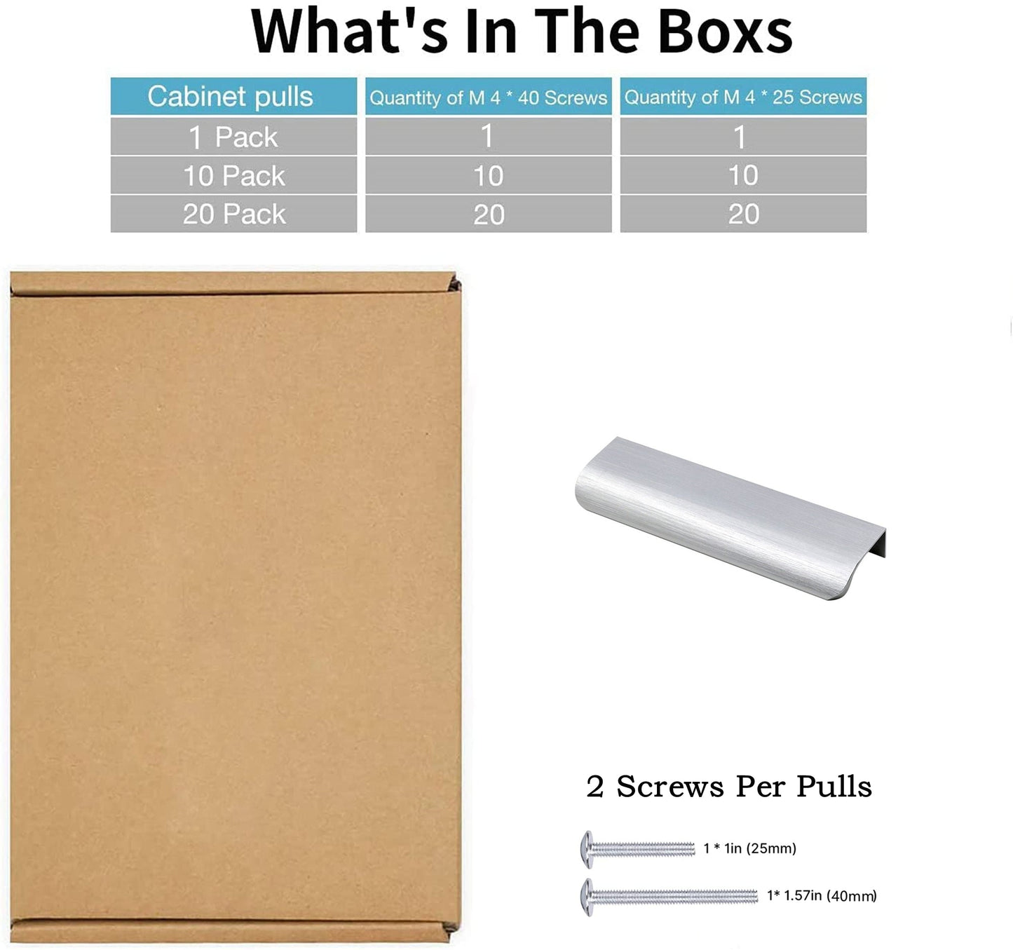 20 Pack Brushed Nickel Edge Finger Pulls，5"(128mm) Center to Center Drawer Pulls，Aluminum Alloy Cabinet Handles for Cabinets Concealed Pulls