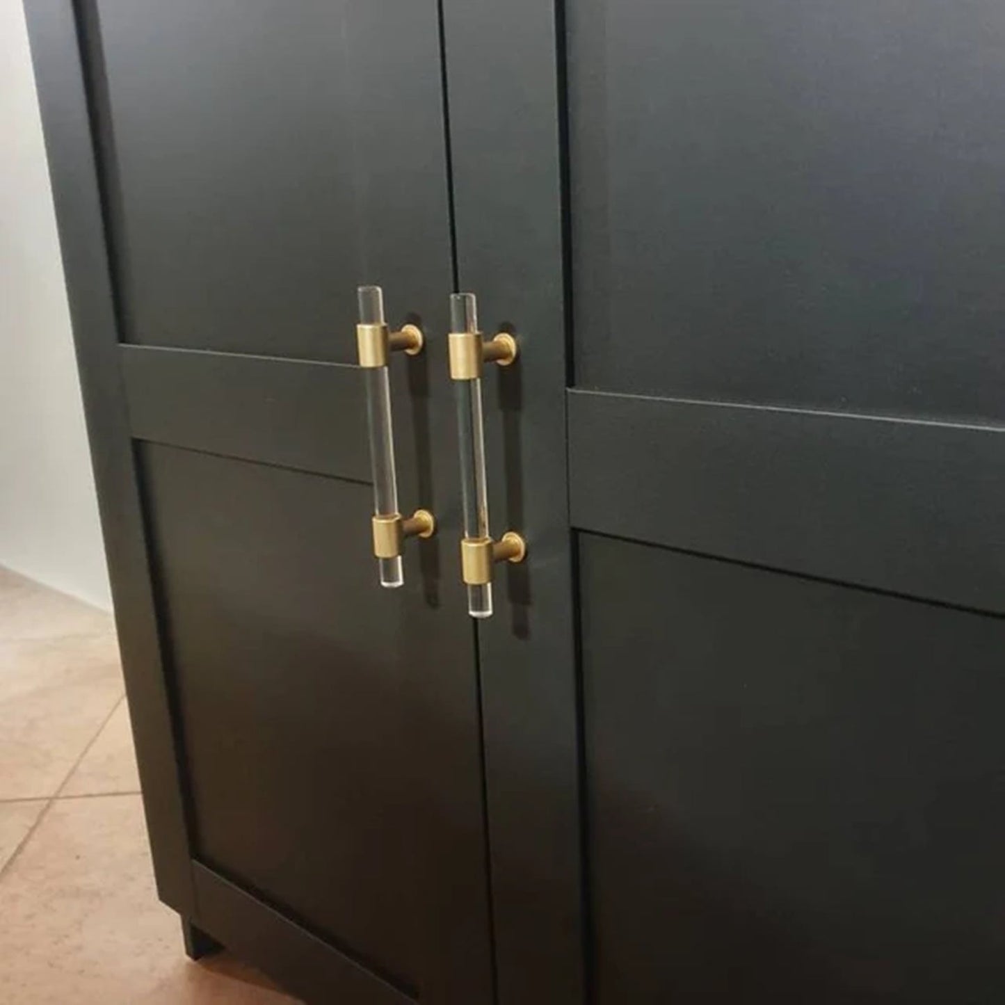 Brushed Brass Cabinet Pulls Arcylic Drawer Pulls - New Acrylic Pulls - Hole Centers(Knob,2.5",3",3.5",3.75",4",5",6.25",7.5")