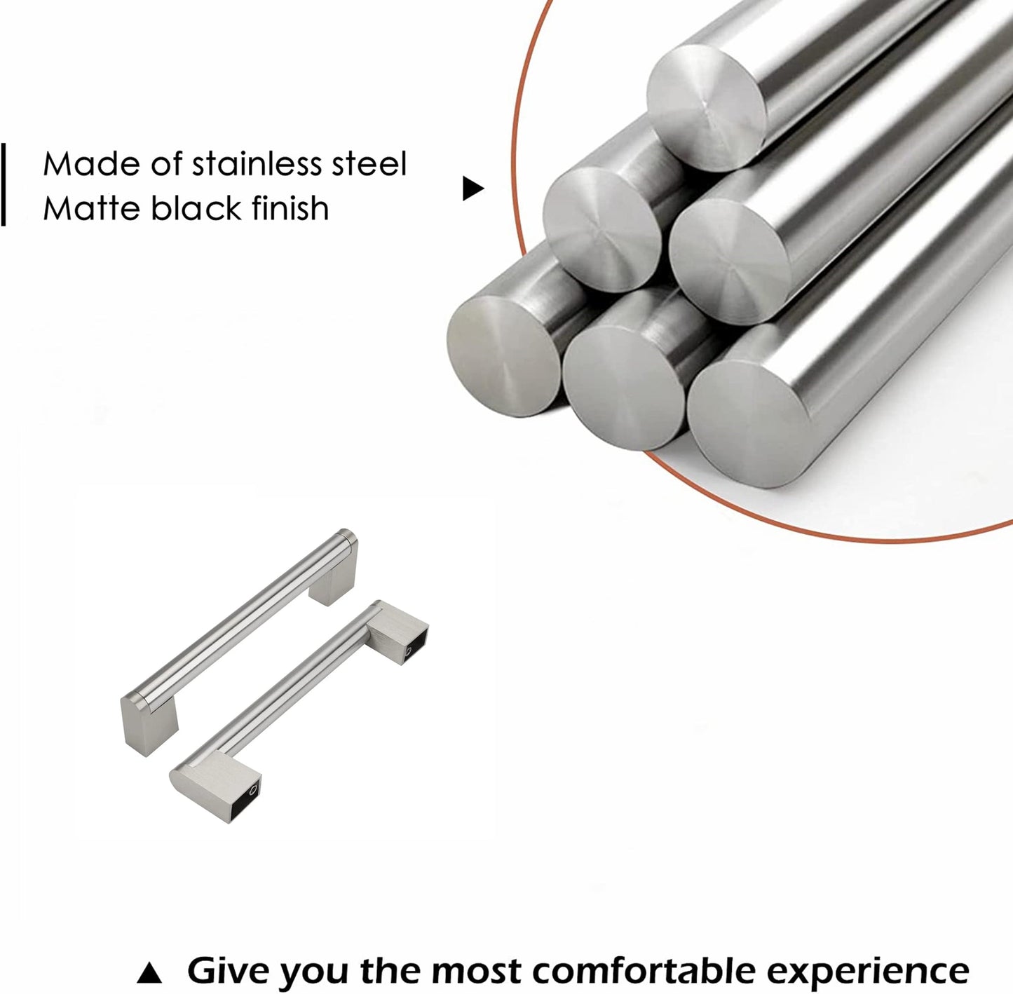 Brushed Nickel Cabinet Pulls Modern Drawer Pulls - Large Size - Hole Centers(3.5,3.75,4",4.5,5",6.25",7.5",8.8",10",11.33")