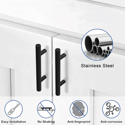 2.75"(70mm) Center to Center Matte Black Stainless Steel Kitchen Cabinet Handles