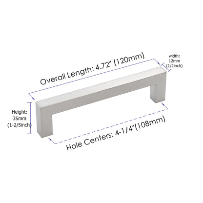 4.25 Inch(Center To Center) Brushed Nickel Square Cabinet Pulls (4.25"，Customized Size)