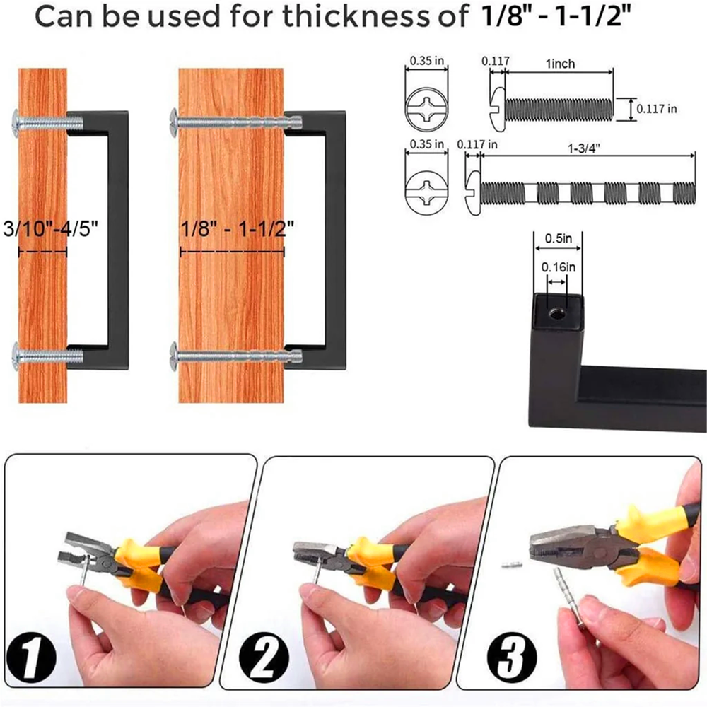 10 Pack 6 Inch(152mm) Hole Centers Matte Black Square Cabinet Door Handles