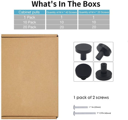 30 Pack 1-1/4 Inch Matte Black Kitchen Cabinet Knobs，Solid Dresser Knobs Drawer Knobs for Cupboard Drawer Pulls