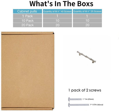 15 Pack 3.75 inch(Center To Center) Bamboo Shape Cabinet Handles (3.75"/96mm，Brushed Nickel)