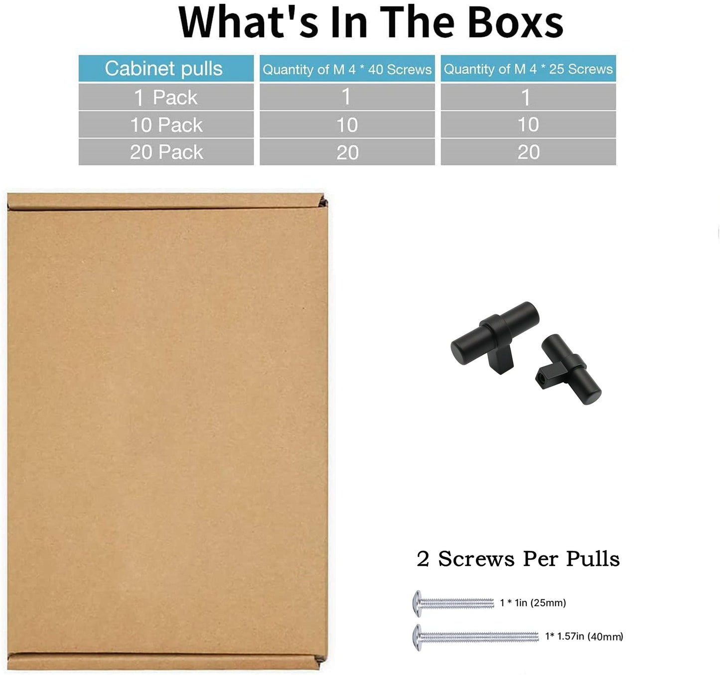 Matte Black Drawer Pulls Drawer Knobs, Cabinet Knobs and Pulls - Single Hole 2"(50mm)