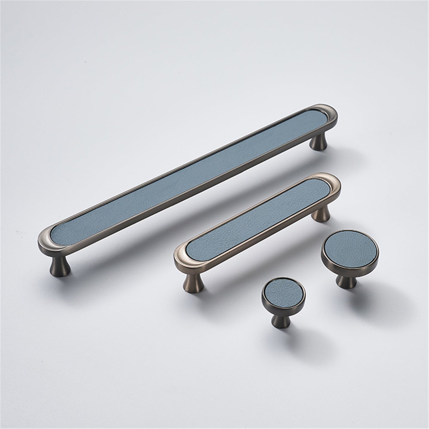3.75" 5" Leather Handle Pulls，Light Green Leather Kitchen Cabinet Pulls( CC：96mm，128mm )