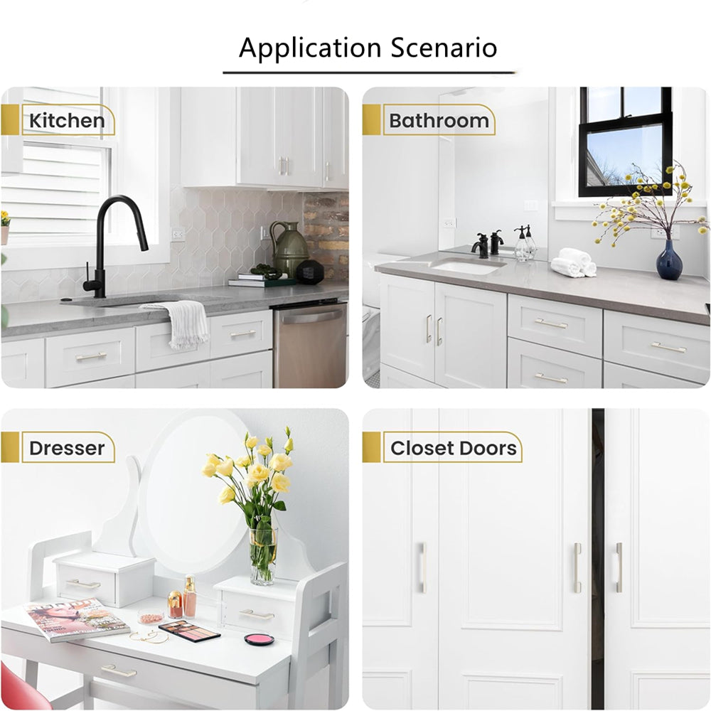 10 Pack 6.25 Inch(160mm) Brushed Satin Nickel Cabinet Handles，Zinc Alloy Cabinet Pulls Kitchen Hardware for Cupboard Drawer Pulls