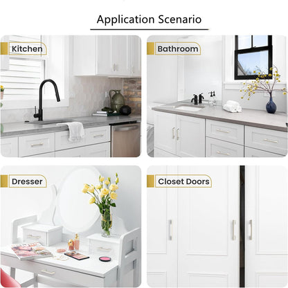 10 Pack 6.25 Inch(160mm) Brushed Satin Nickel Cabinet Handles，Zinc Alloy Cabinet Pulls Kitchen Hardware for Cupboard Drawer Pulls