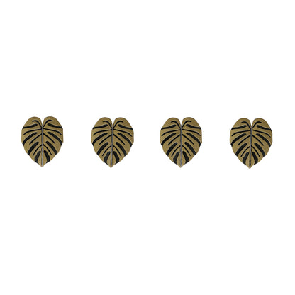 4 Pairs Creative Leaf Shape Handle Knob with Mounting Screws for Kitchen Cupboard Cabinet Wardrobe Drawer Door (Black Ancient, 64mm)