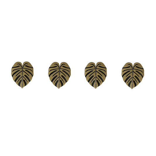 4 Pairs Creative Leaf Shape Handle Knob with Mounting Screws for Kitchen Cupboard Cabinet Wardrobe Drawer Door (Black Ancient, 64mm)