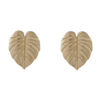 2 Pairs Creative Leaf Shape Handle Knob with Mounting Screws for Kitchen Cupboard Cabinet Wardrobe Drawer Door (Gold, 64mm)