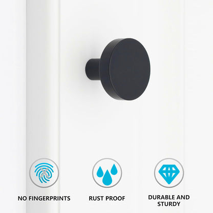 25 Pack 1-1/4 Inch Matte Black Kitchen Cabinet Knobs，Solid Dresser Knobs Drawer Knobs for Cupboard Drawer Pulls