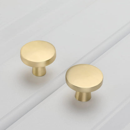 1-1/4 Inch Brushed Brass Kitchen Cabinet Knobs，Solid Dresser Knobs Drawer Knobs For Cupboard Drawer Pulls
