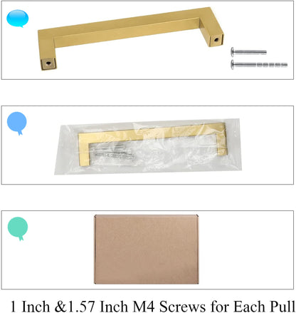 5in Cabinet Handles Drawer Pulls,Modern Gold Drawer Pulls Stainless Steel Dresser Drawer Pulls(128mm, Hole Centers)
